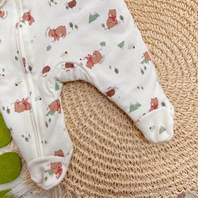Macacão Acolchoado com Capuz Ursos - Off White